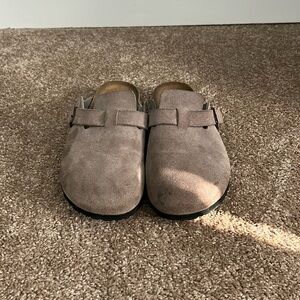 Birkenstock Boston Soft Footbed Suede Taupe